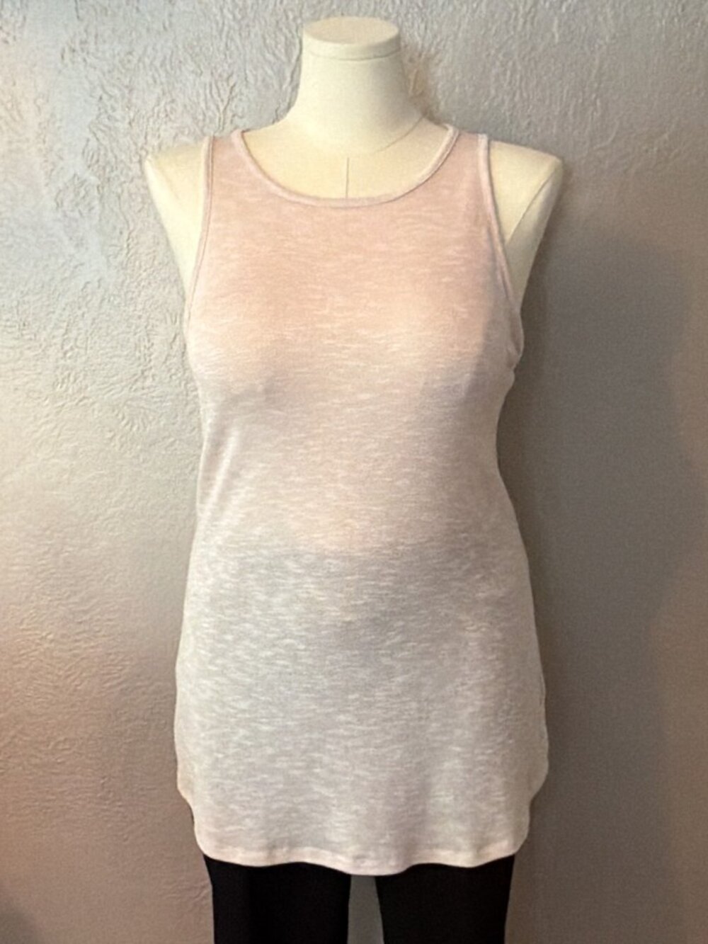 Mossimo Blush Pink Shimmer Swing Knit Tunic Scoop Neck Back Zip Tank Top XL